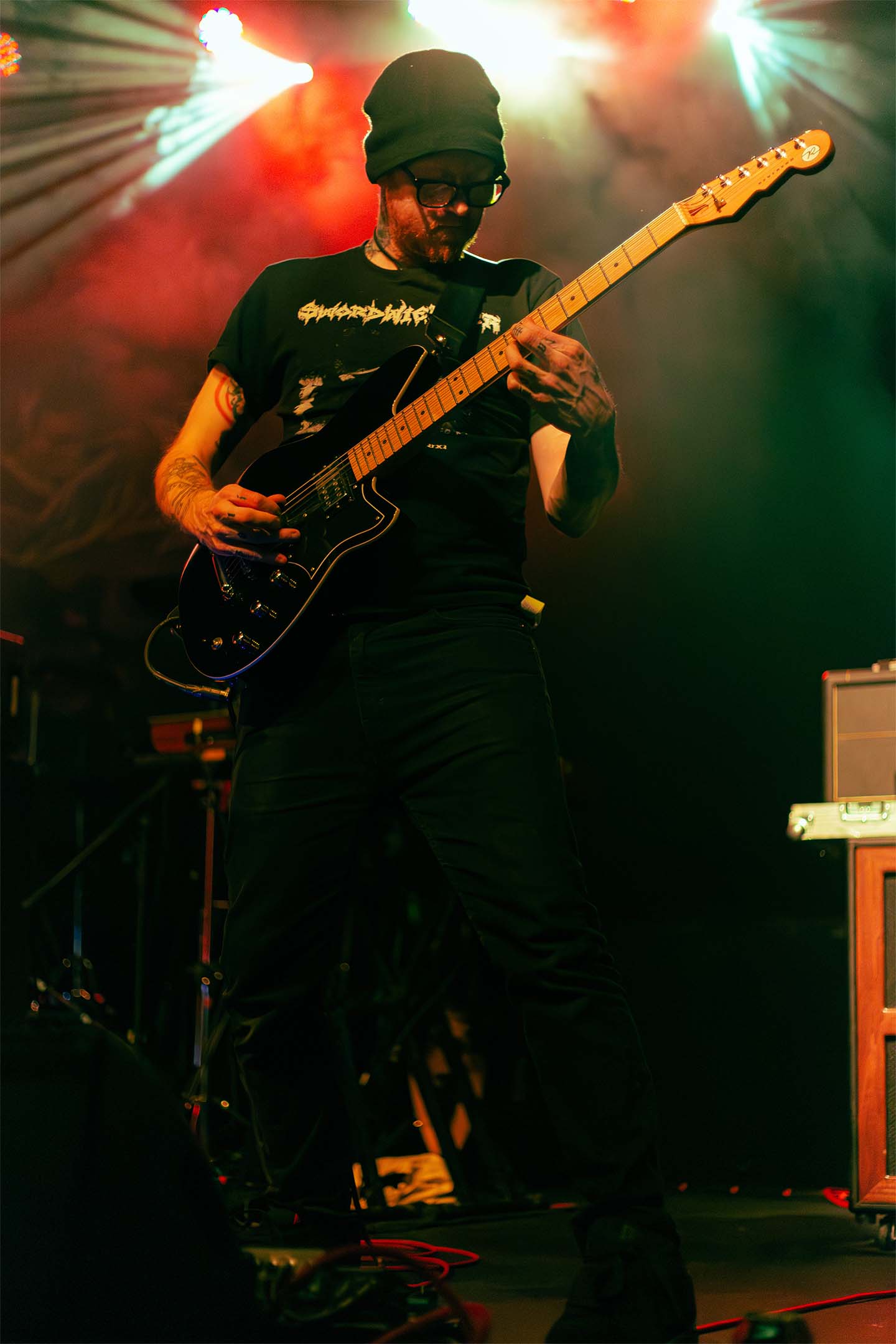 Pile — Swordfish shirt guitarist red green